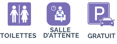 Pictos toilettes salle d attente parking gratuit centre hypnose Moirans